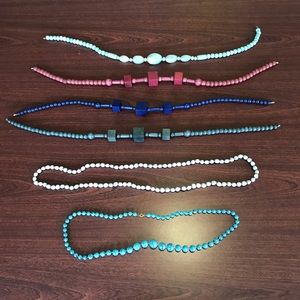 Wooden and Stone Necklace Assortment.